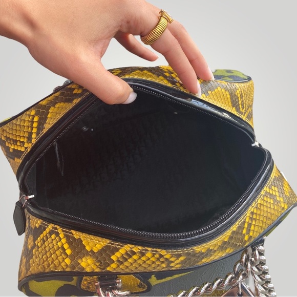 Christian Dior Green Leopard Print and Yellow SnakeSkin Gambler Bag - Picture 11 of 17
